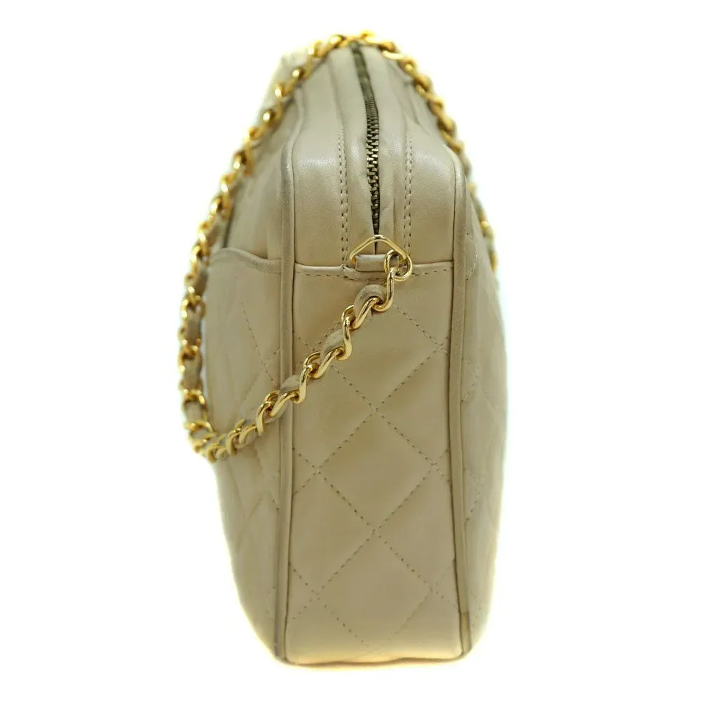 Chanel Beige Bag Chain Gold Metal Fittings